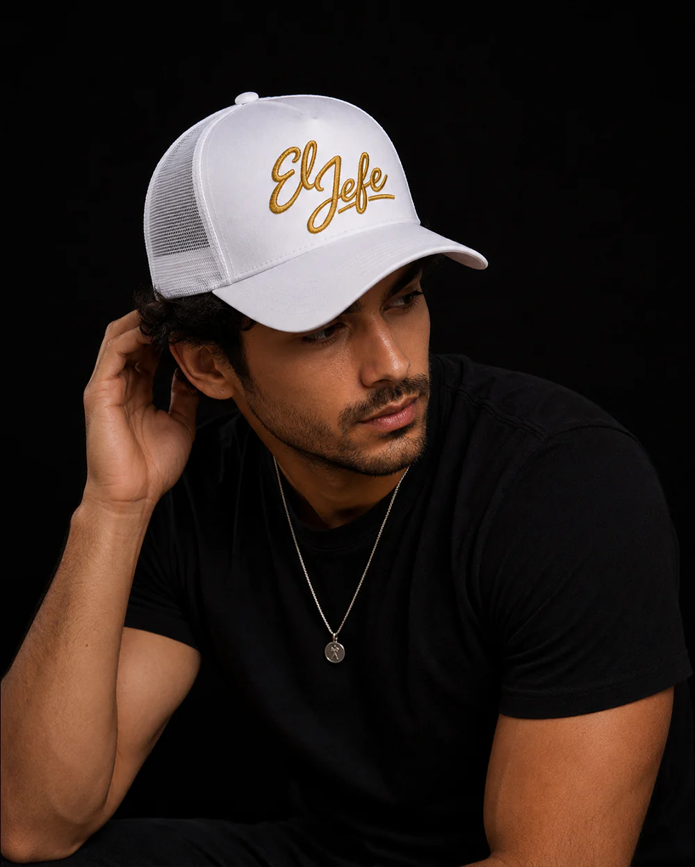 El Jefe White Trucker Cap – Premium Unisex Cartel Cap for True Bosses - Image 3